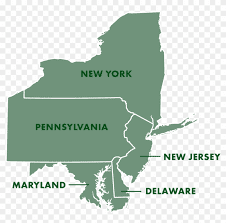 Map highlighting New York and neighboring states in the northeastern U.S.
